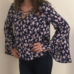 NWT Lush XS Floral Print Blouse